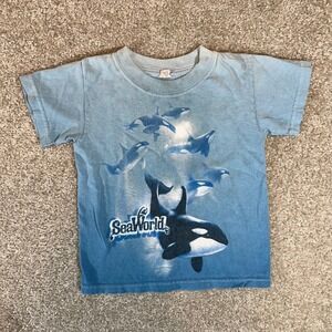 SeaWorld Orca Whale T-Shirt Kids Extra Small‎ (XS) Blue Graphic Tee
